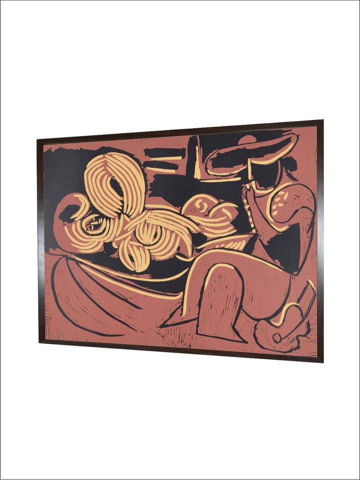 Femme couchée et homme à la guitare by Pablo Picasso