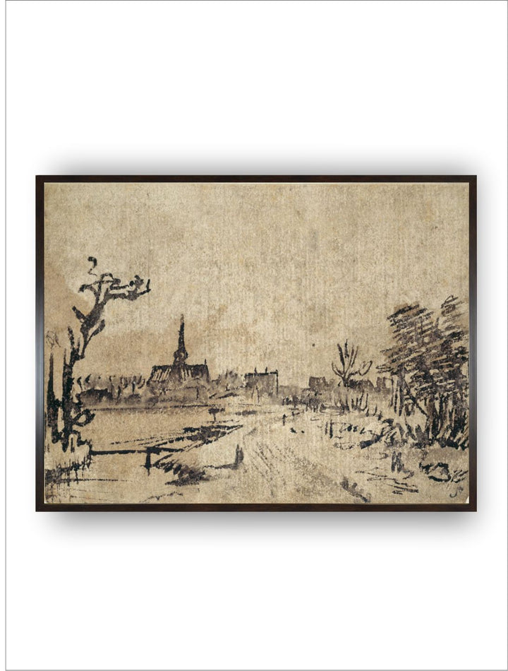 "Black  Beige Wooden Framed Canvas Painting Wall Art''