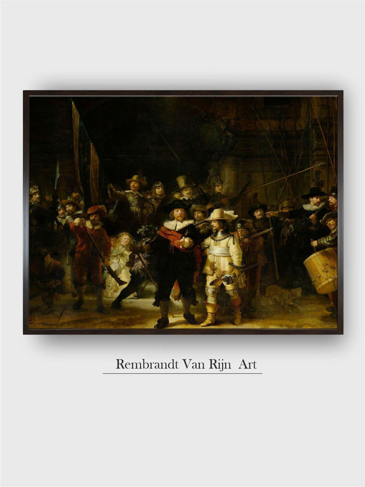 "The Night Watch Black  Red Wooden Painting Wall Art''