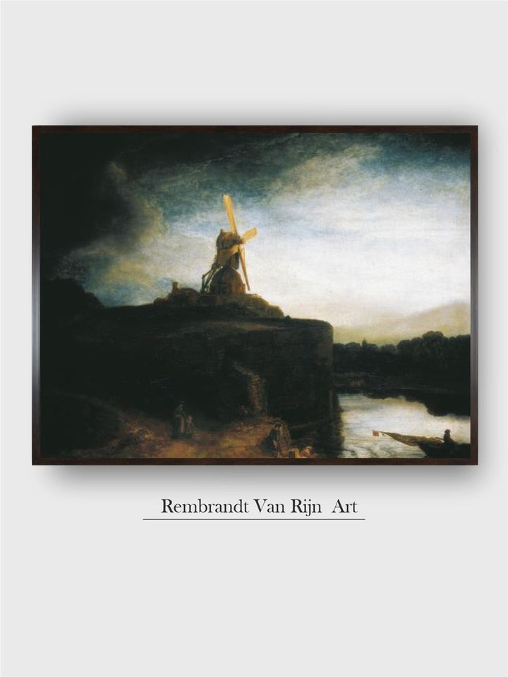 "Beige  Grey Rembrandt Van Rijn Painting Wall Art''