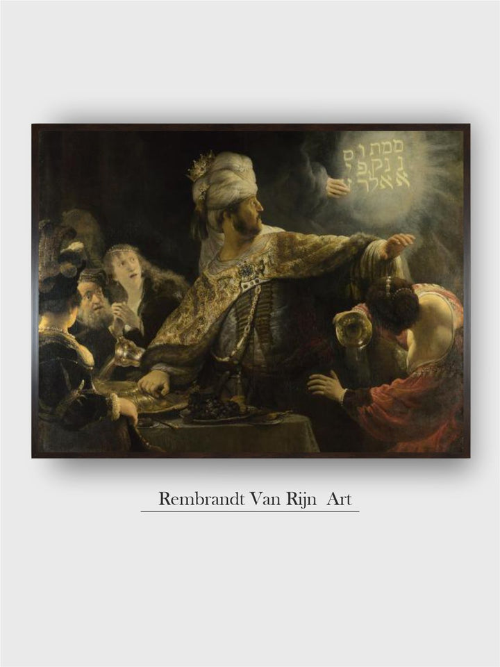 "Black  Grey Belshazzars Feas Wooden Painting Wall Art''