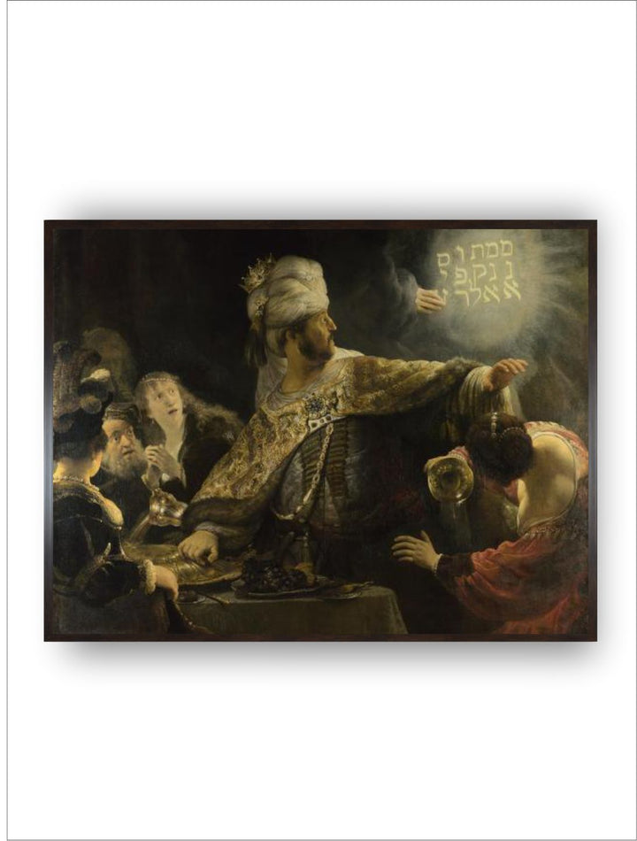 "Black  Grey Belshazzars Feas Wooden Painting Wall Art''