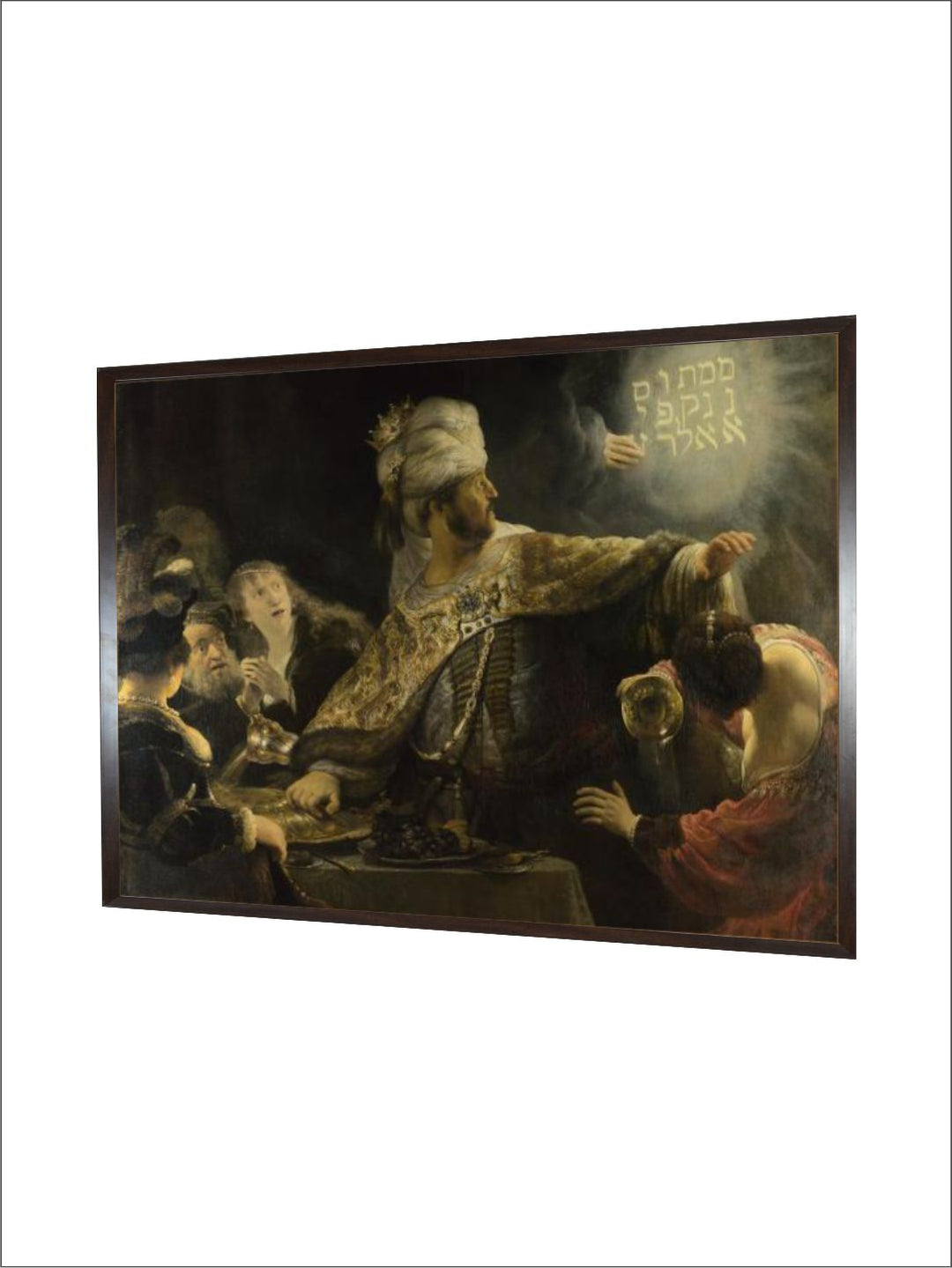 "Black  Grey Belshazzars Feas Wooden Painting Wall Art''