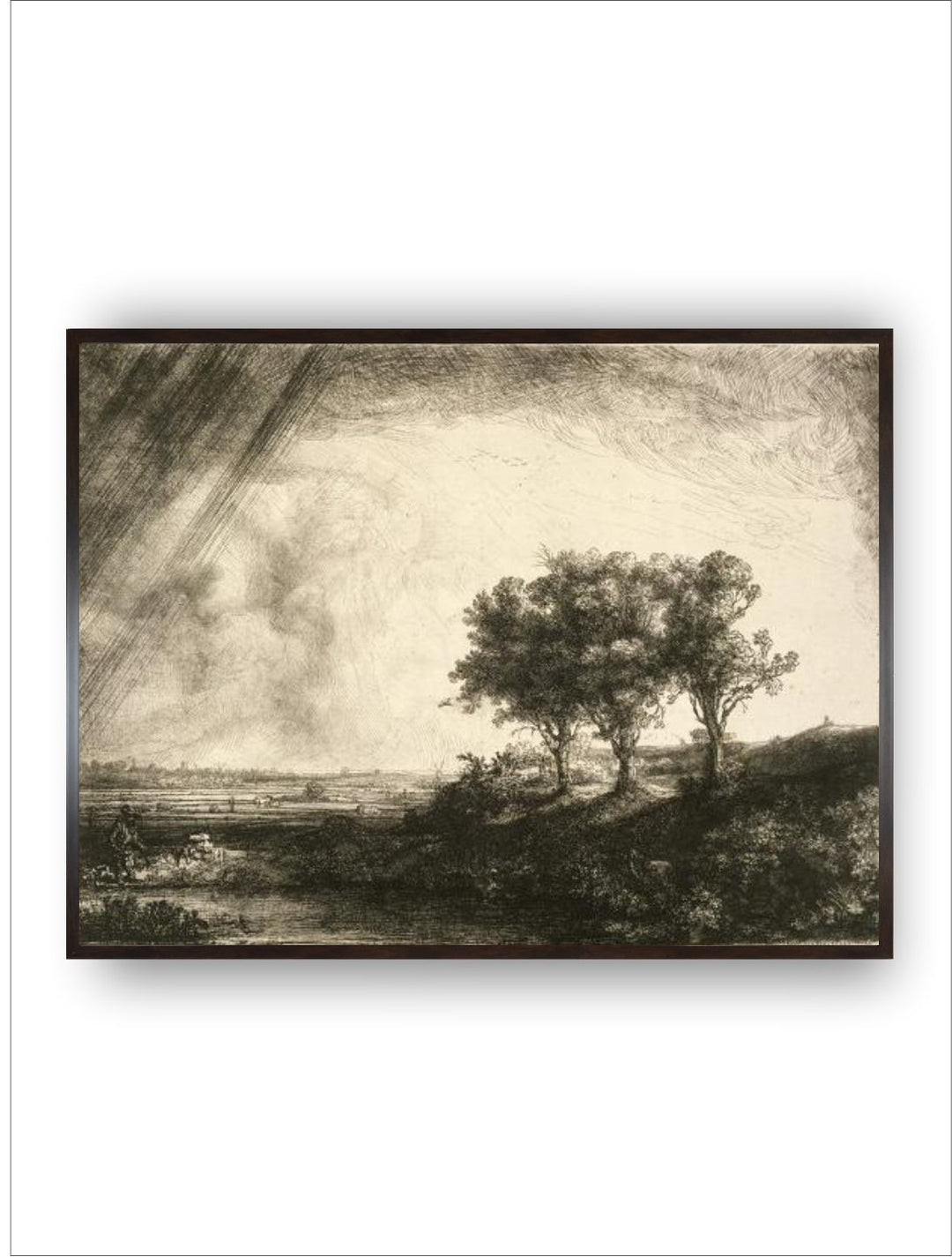 "The Three Trees Beige  Grey Wooden Painting Wall Art''
