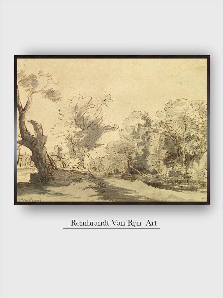 "Beige  Grey Rembrandt Van Rijn Painting Wall Art''