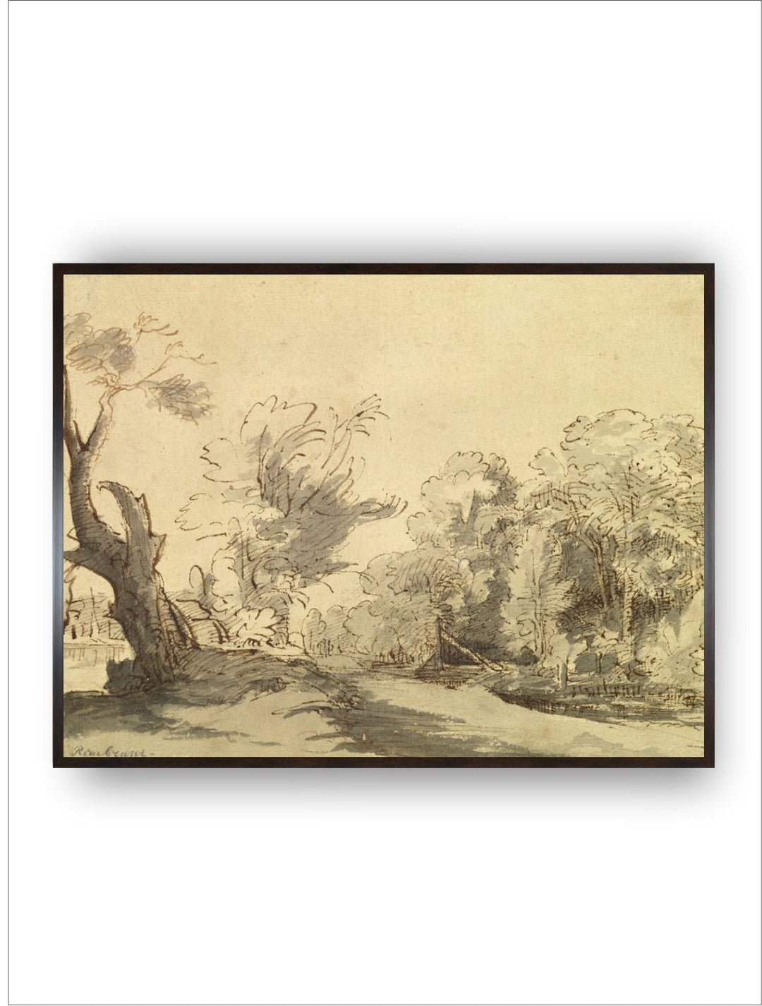"Beige  Grey Rembrandt Van Rijn Painting Wall Art''