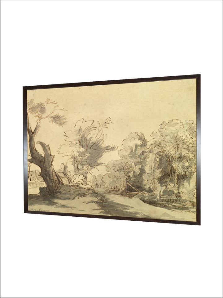 "Beige  Grey Rembrandt Van Rijn Painting Wall Art''