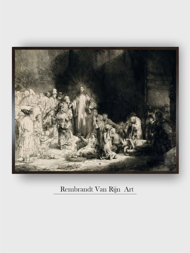 "Black  White Christ Healing the Sick Canvas Painting Wall Art''