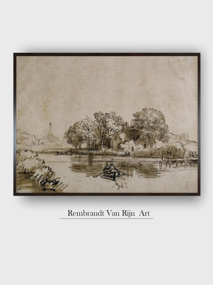 "Black and Beige Rembrandt Van Rijn Wooden Wall Painting''