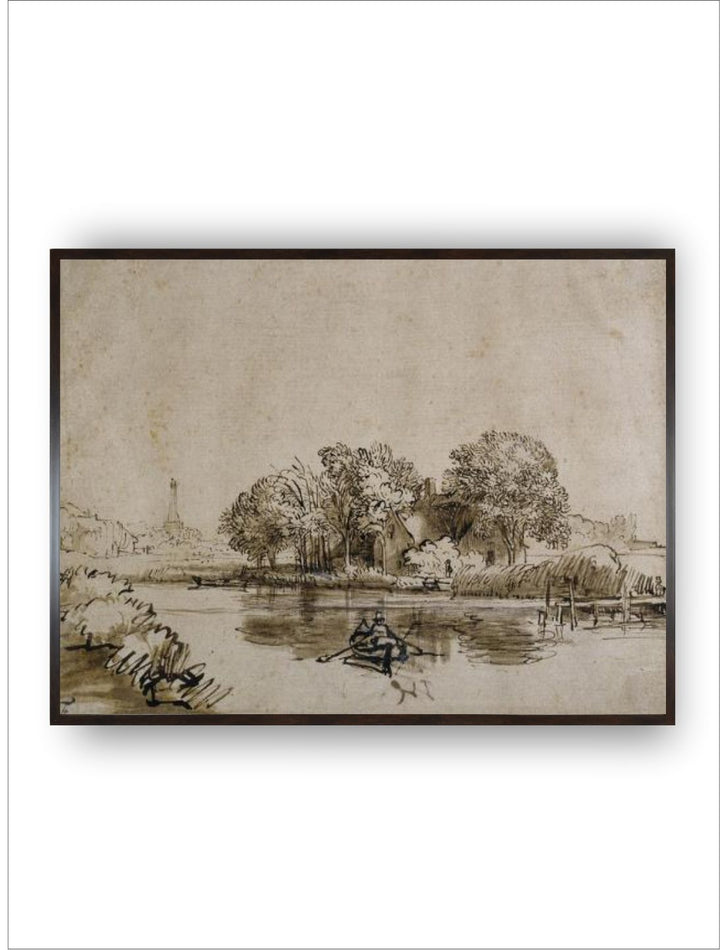 "Black and Beige Rembrandt Van Rijn Wooden Wall Painting''