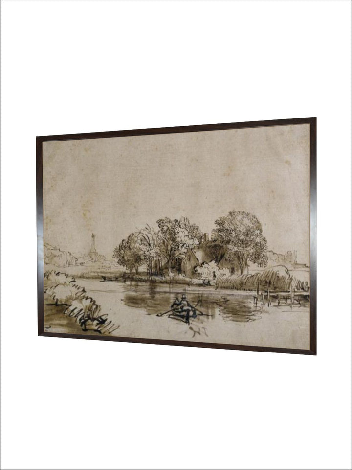 "Black and Beige Rembrandt Van Rijn Wooden Wall Painting''