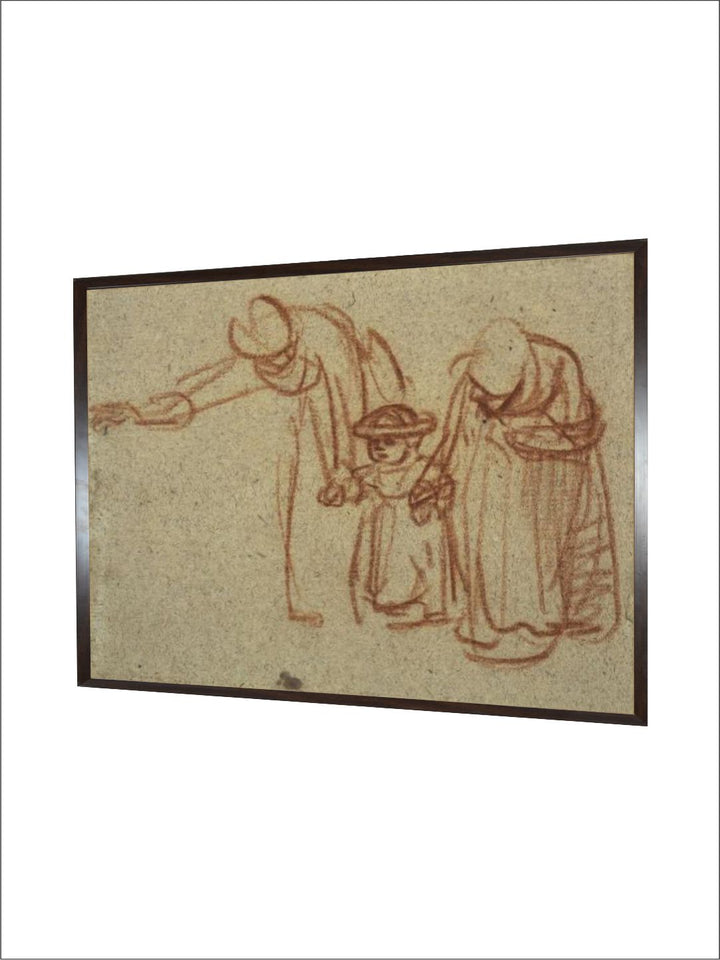 "Brown Wooden Wall Painting''
