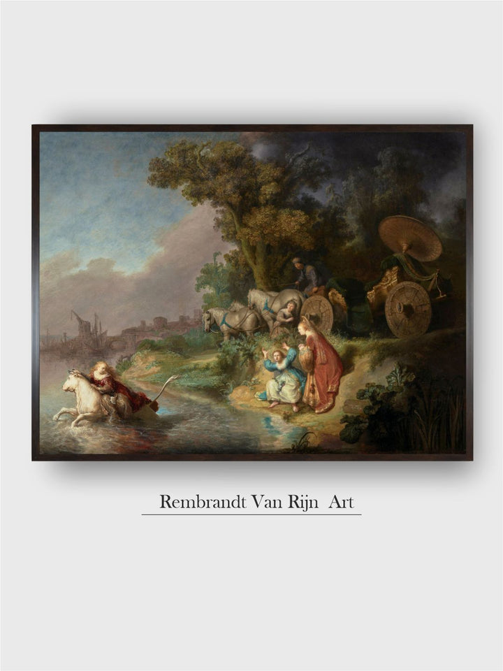 "The Abduction of Europa Green  Blue Wooden Painting Wall Art''