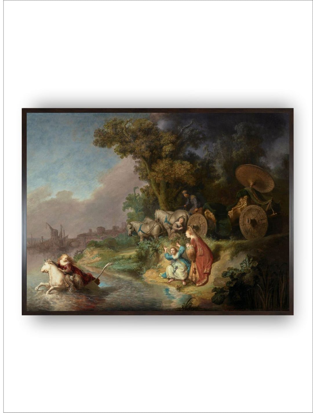 "The Abduction of Europa Green  Blue Wooden Painting Wall Art''