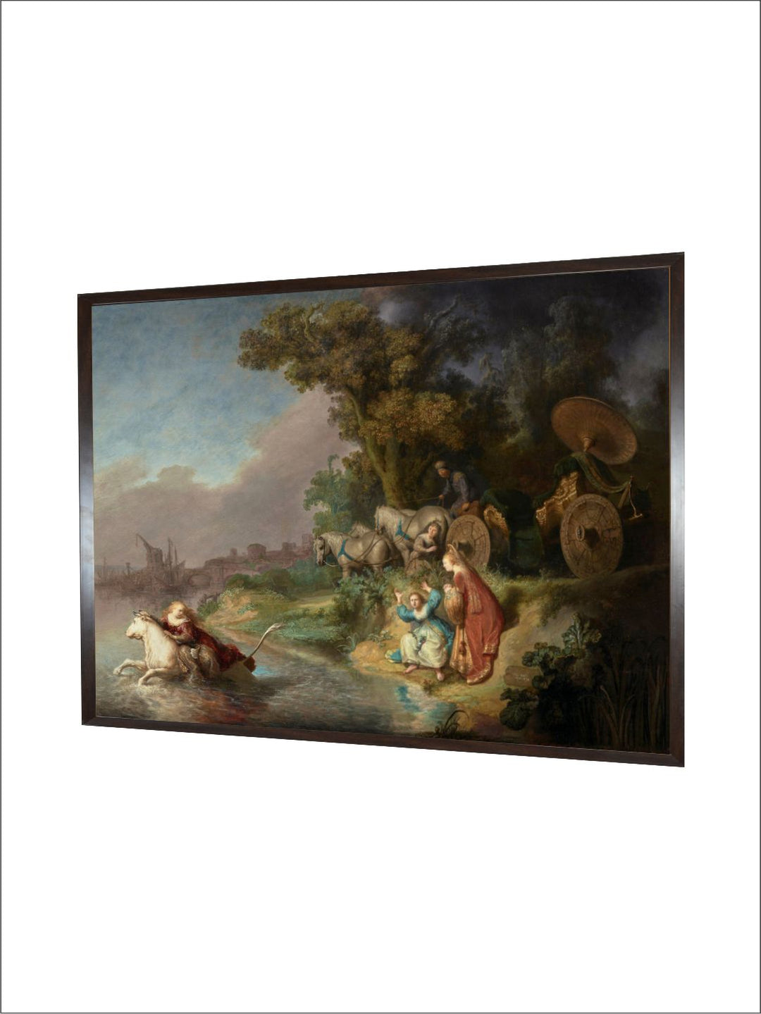 "The Abduction of Europa Green  Blue Wooden Painting Wall Art''