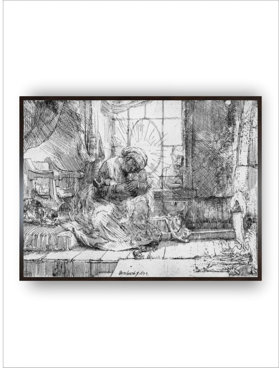 "1 Piece Wood Rembrandt Van Rijn Painting Wall Art With Frame''