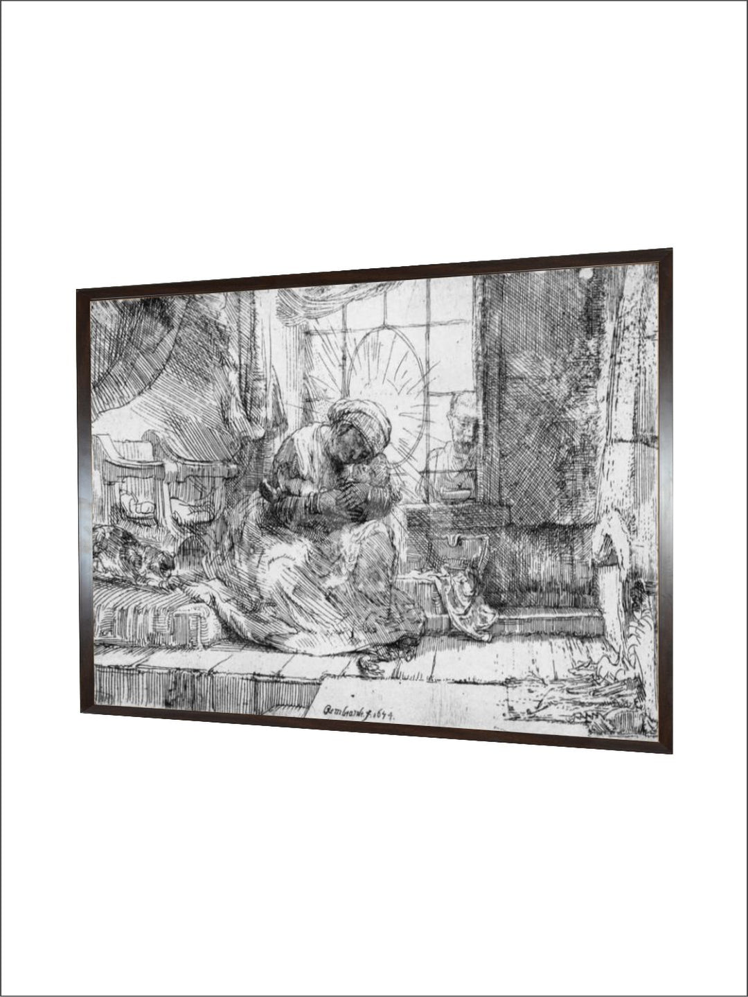 "1 Piece Wood Rembrandt Van Rijn Painting Wall Art With Frame''