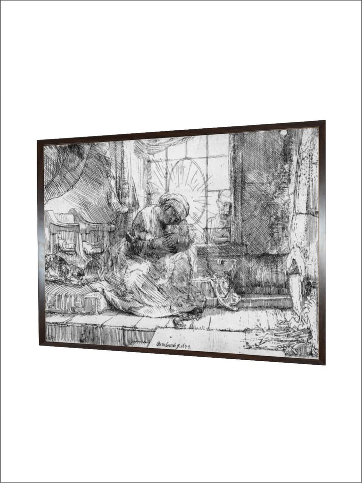 "1 Piece Wood Rembrandt Van Rijn Painting Wall Art With Frame''