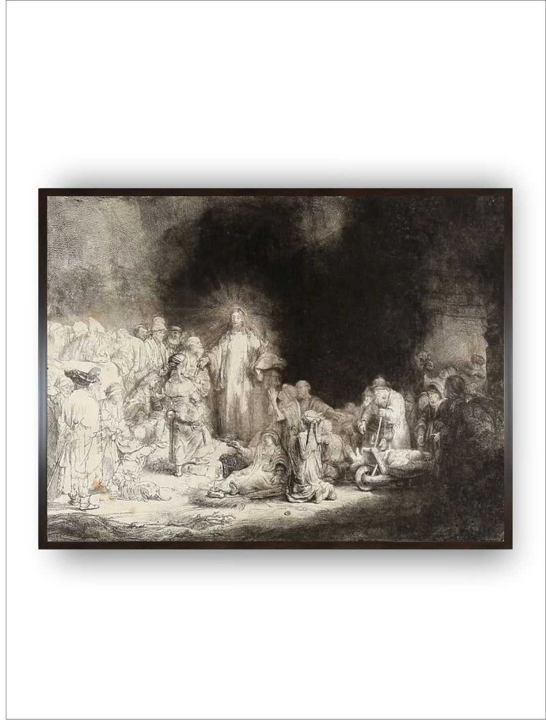 "Grey  Black Christ Healing the Sick Canvas Religious Painting Wall Art''