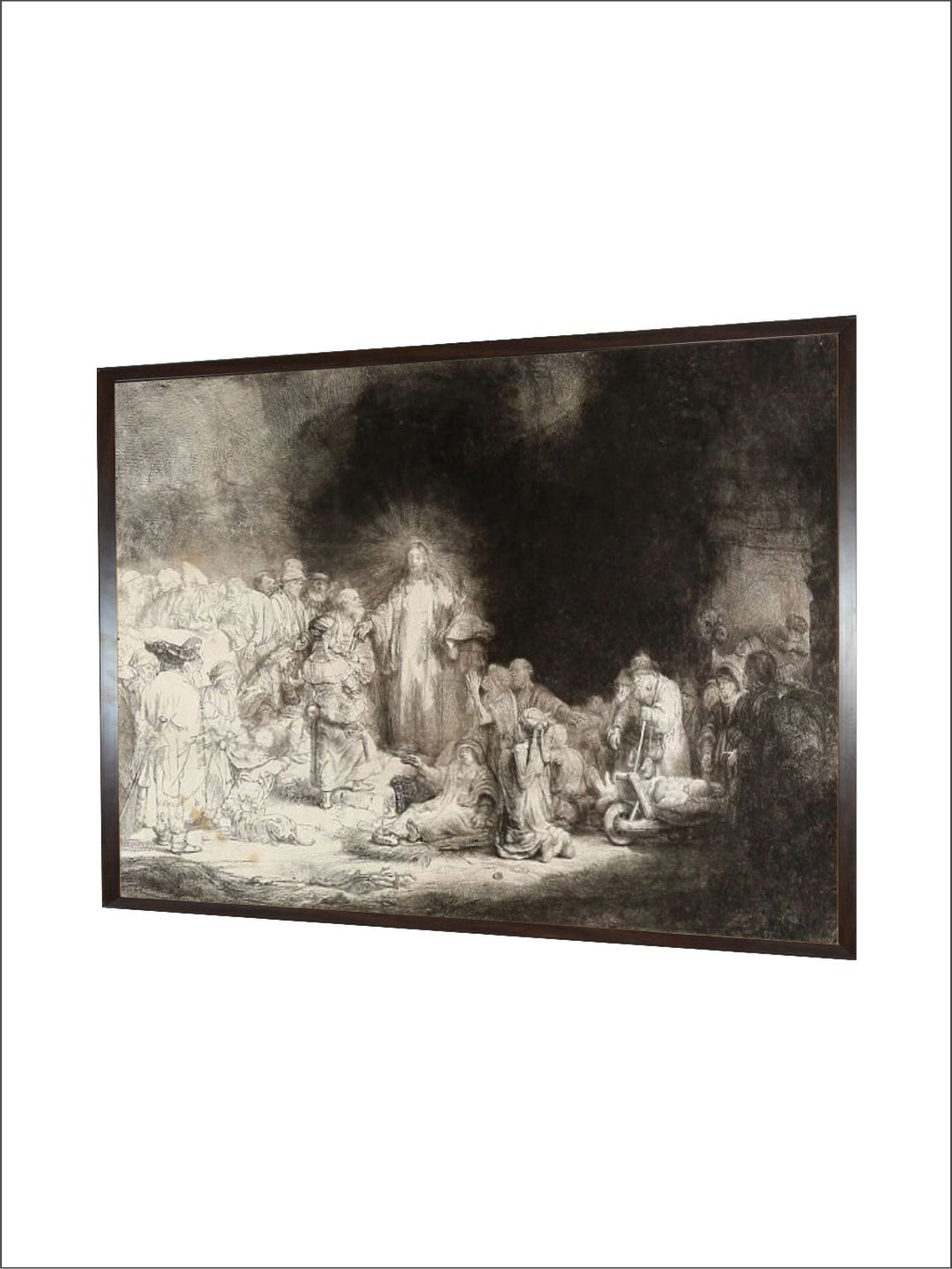 "Grey  Black Christ Healing the Sick Canvas Religious Painting Wall Art''