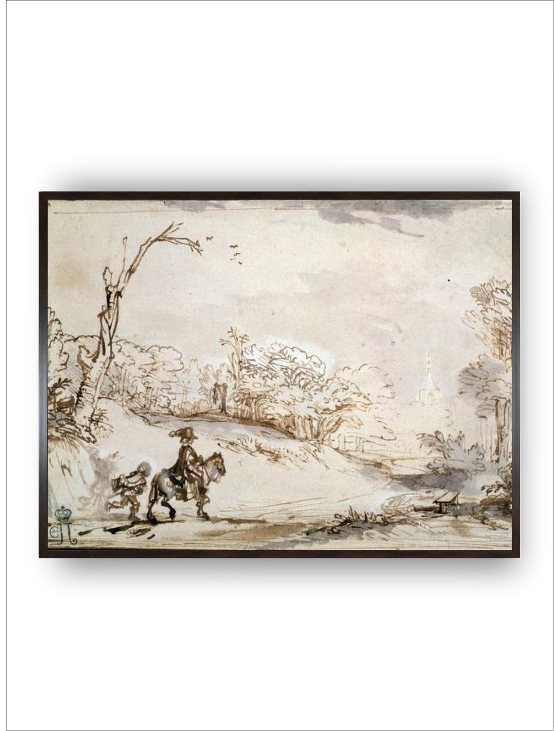 "Beige  Brown Wooden Framed Canvas Painting Wall Art''