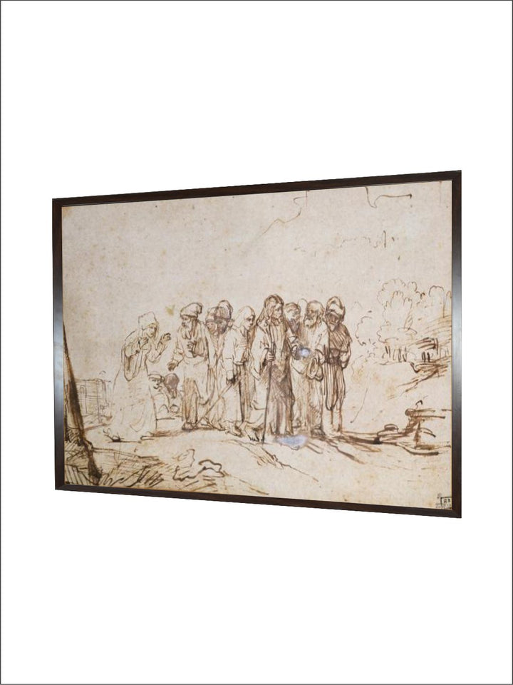 "Brown  Black Christ and The Canaanite Woman Wooden Wall Art Painting''