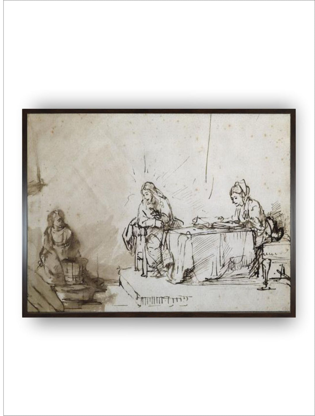 "Brown  Black Christ and The Canaanite Woman Wooden Wall Art Painting''