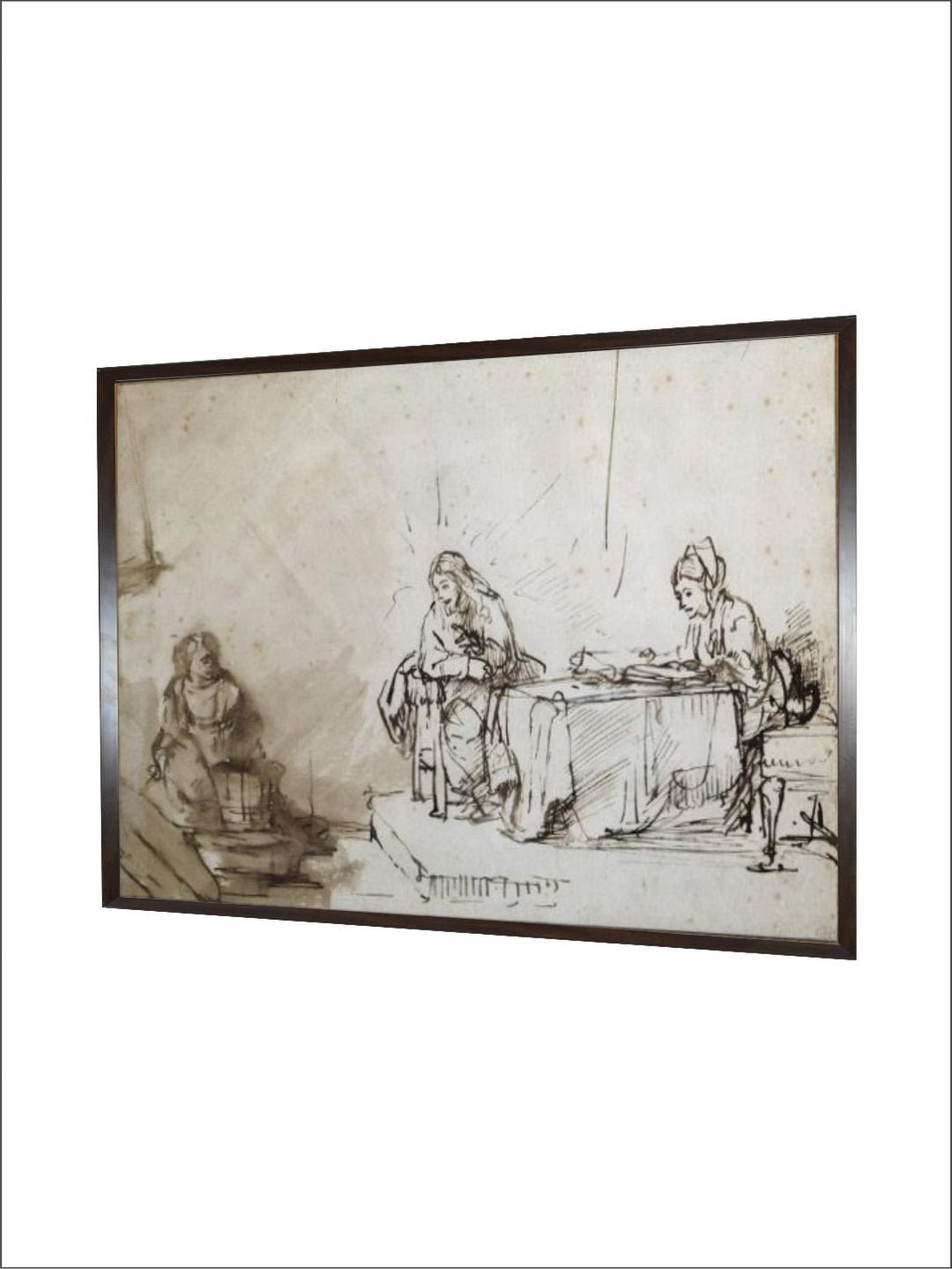 "Brown  Black Christ and The Canaanite Woman Wooden Wall Art Painting''