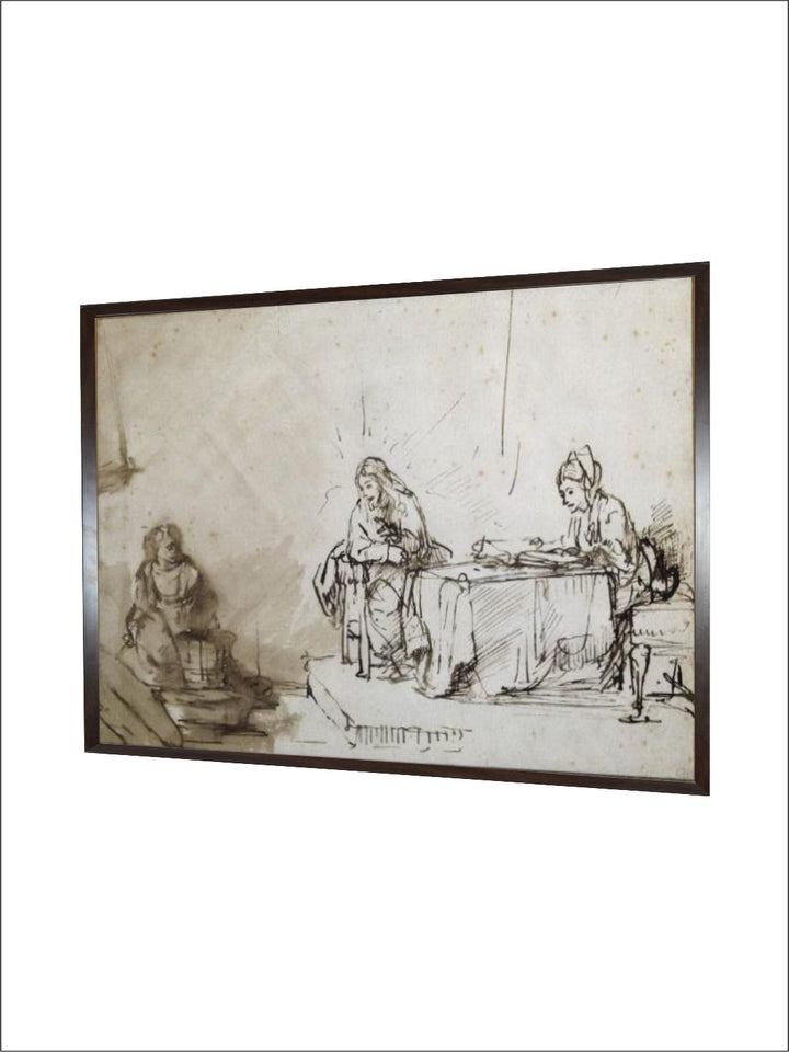 "Brown  Black Christ and The Canaanite Woman Wooden Wall Art Painting''