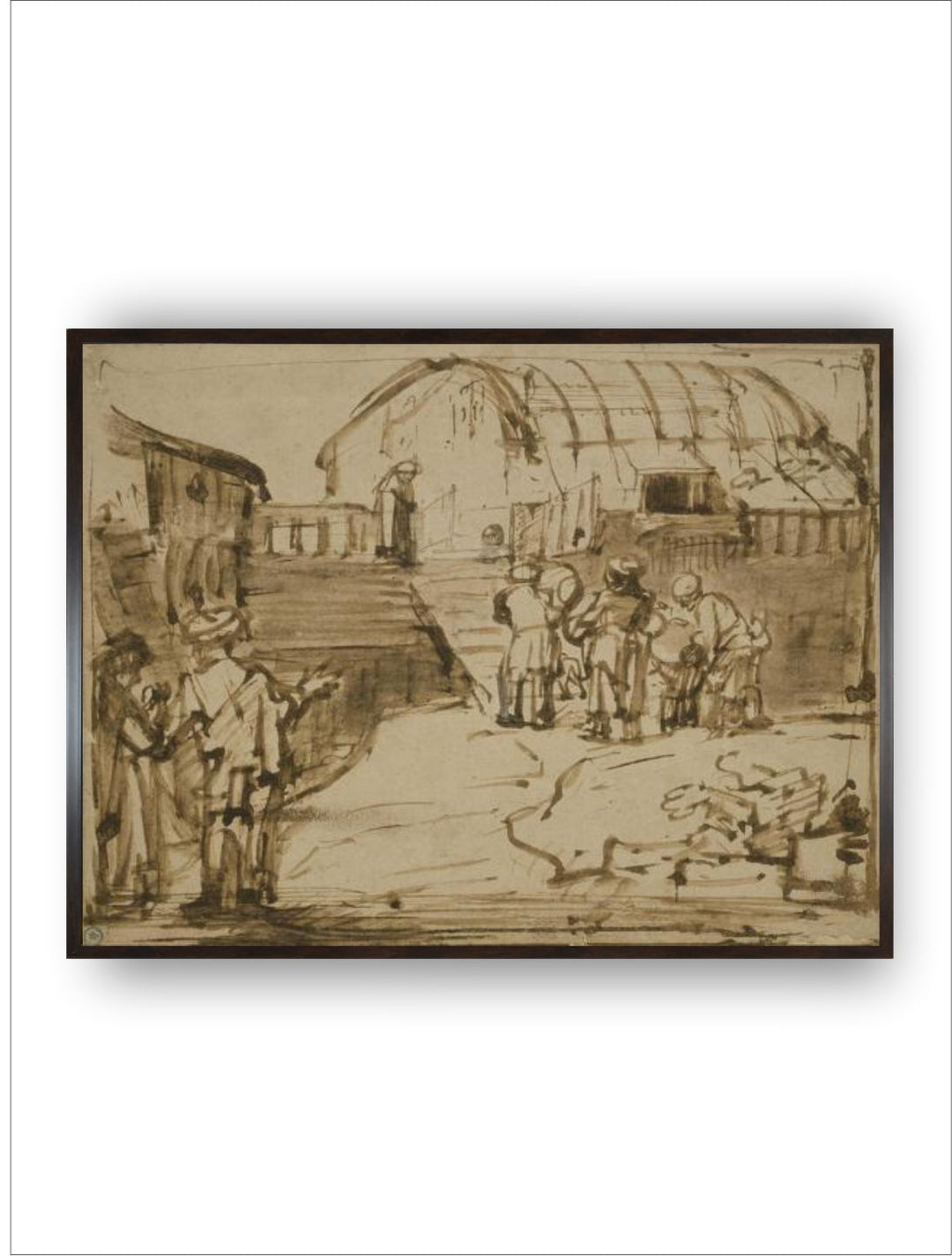 "Brown and Beige Noahs Ark Wooden Wall Painting''