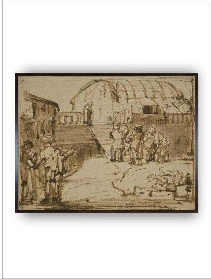 "Brown and Beige Noahs Ark Wooden Wall Painting''