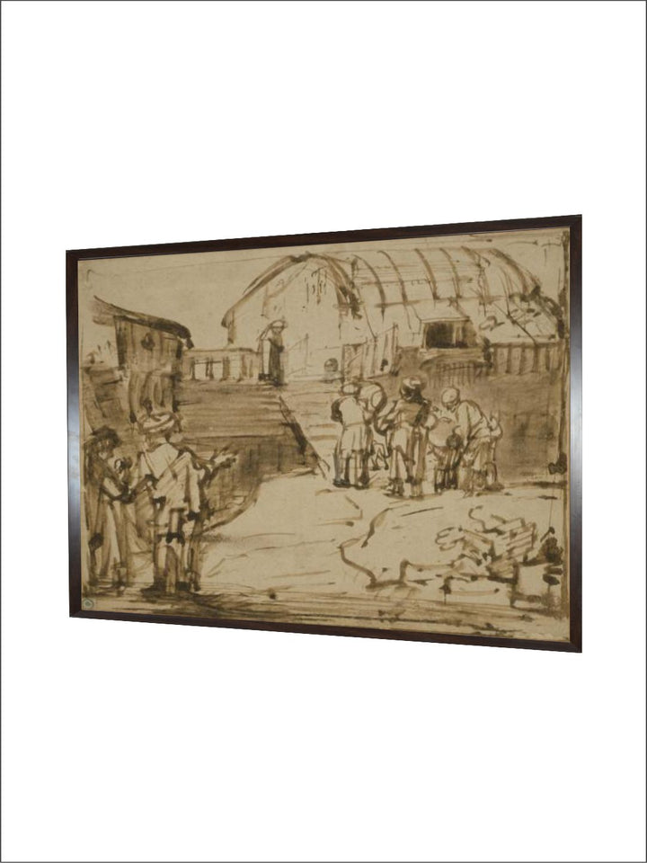 "Brown and Beige Noahs Ark Wooden Wall Painting''