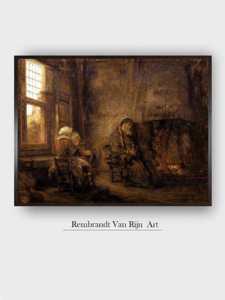 "Brown Tobit  Anna Waiting for Return of their Son Wooden Wall Art Painting''