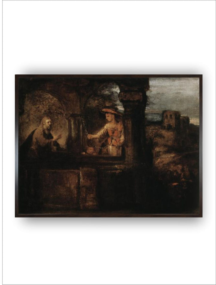 "Beige  Black Christ The Woman Of Samaria Abstarct Wooden Painting WallArt''