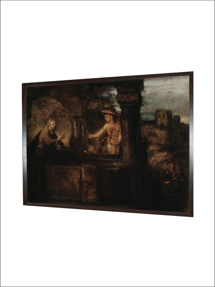 "Beige  Black Christ The Woman Of Samaria Abstarct Wooden Painting WallArt''