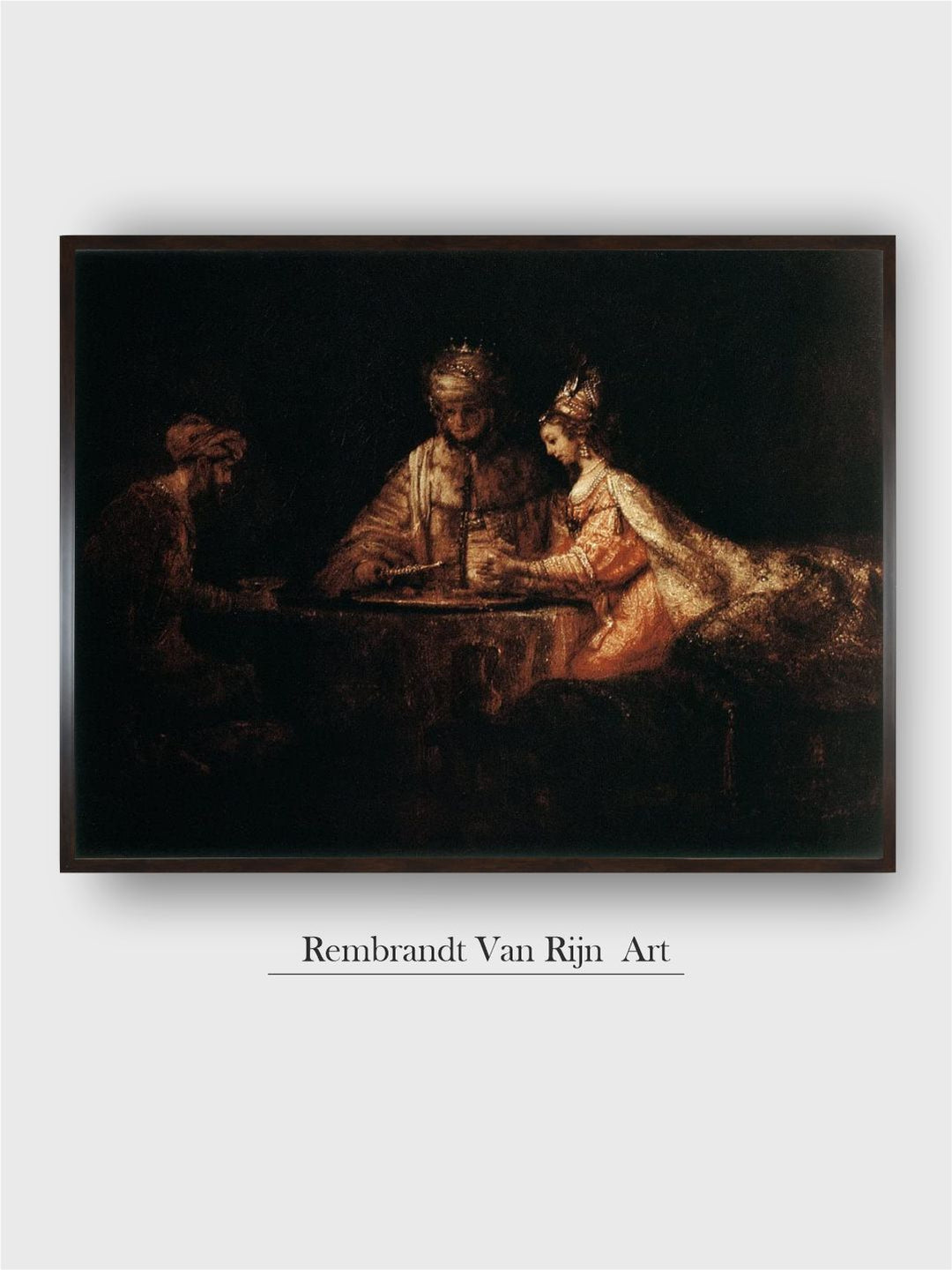 "Black  Brown Assuerus Haman Esther Canvas Painting Wall Art''