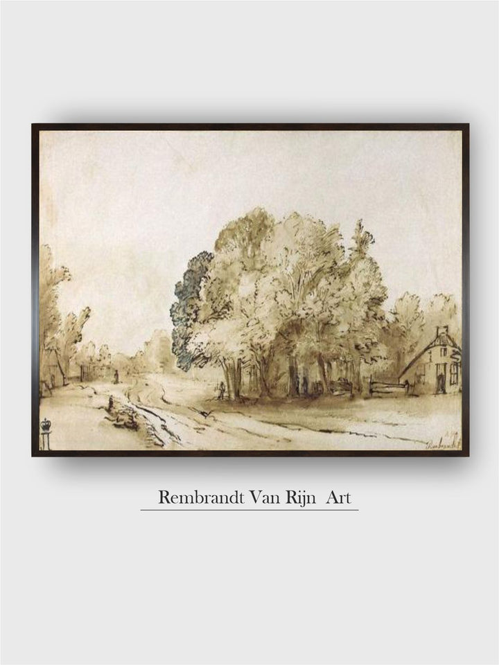 "Beige  Brown Wooden Framed Canvas Painting Wall Art''