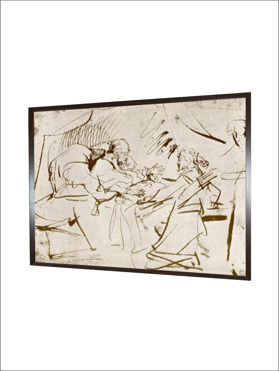 "Beige  Brown Jacob At Isaacs Bedside Wooden Painting Wall Art''