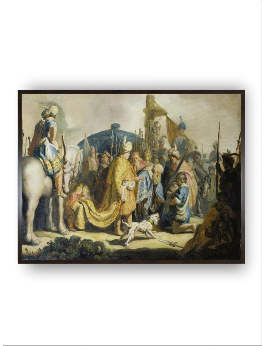 "Brown  Beige David with the Head of Goliath Wooden Painting Wall Art''