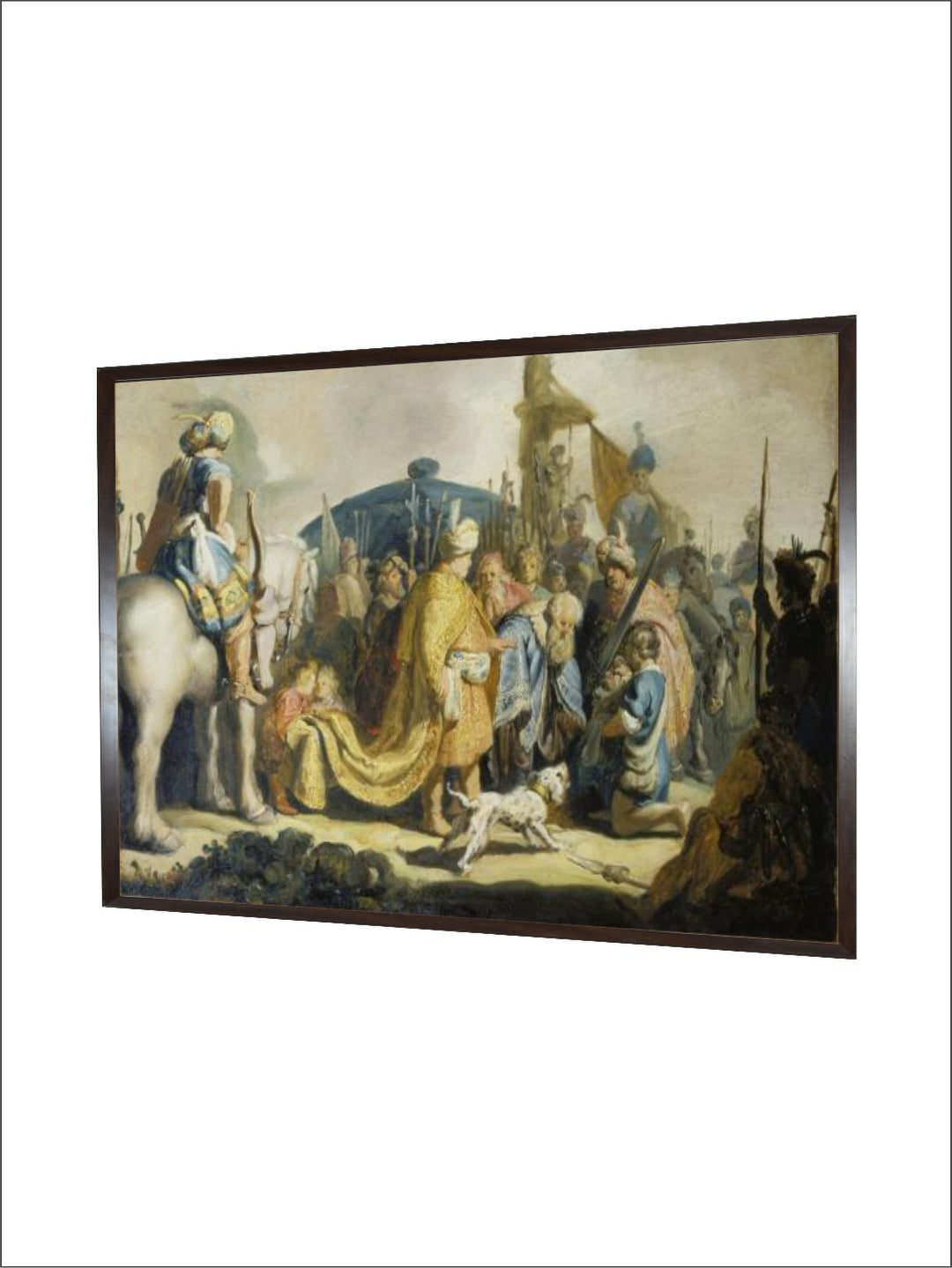 "Brown  Beige David with the Head of Goliath Wooden Painting Wall Art''