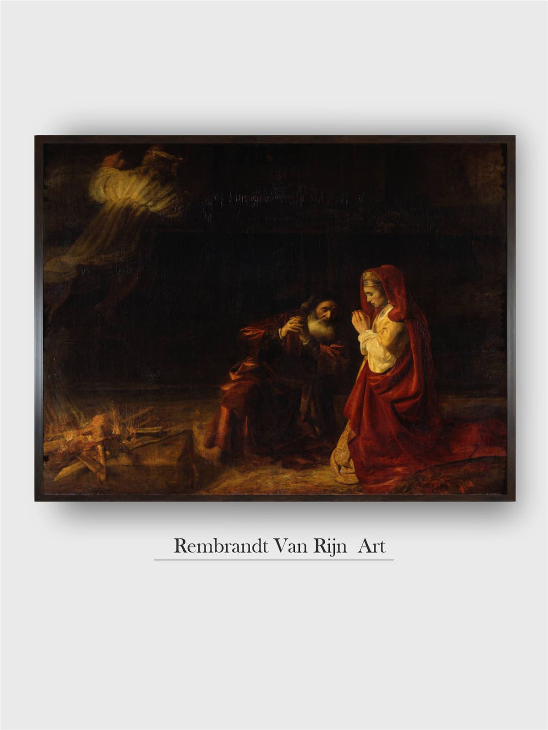 "The Sacrifice of Manoah Brown  White Wooden Painting Wall Art''