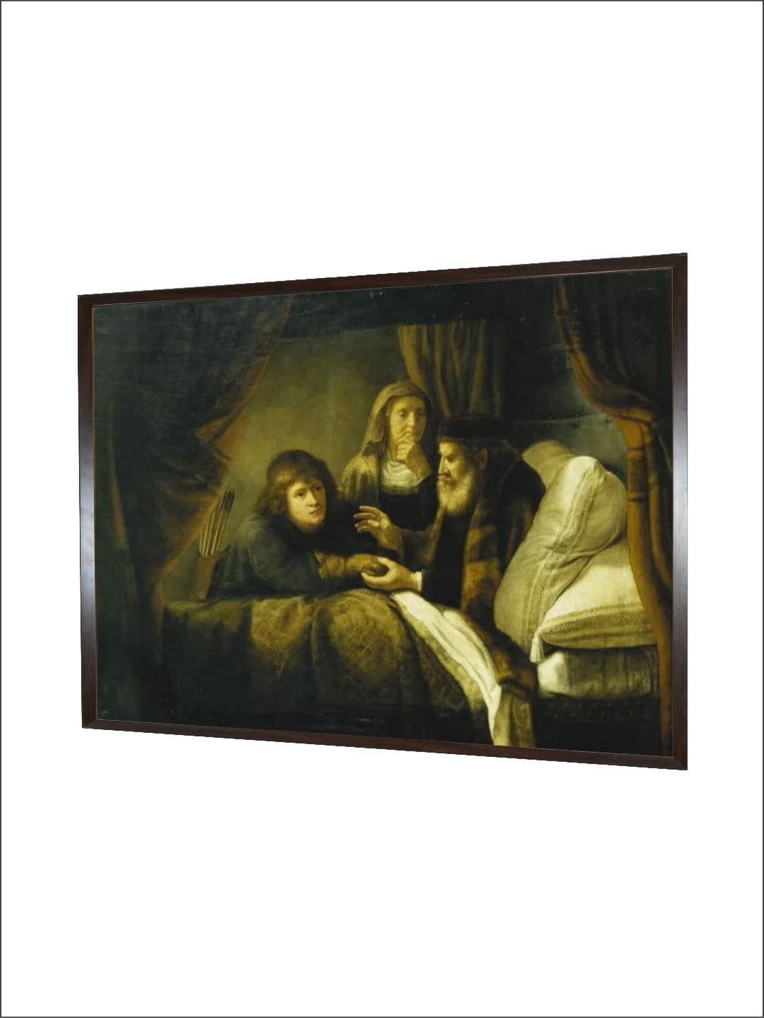 "Green Issac Blessing Jacob Wooden Paintings Wall Art''