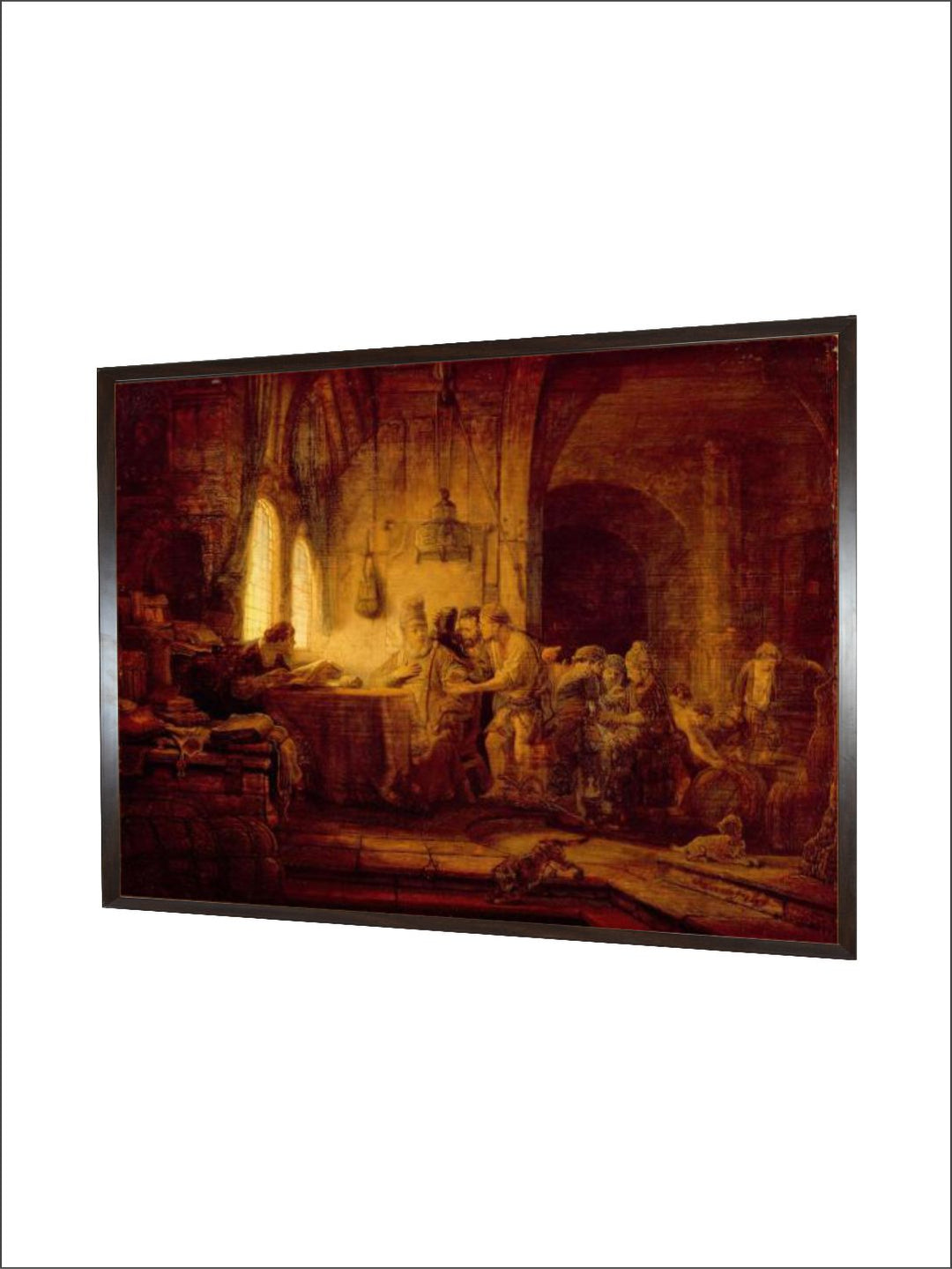"Brown  Black Rembrandt Van Rijn Wooden Framed Canvas Painting Wall Art''