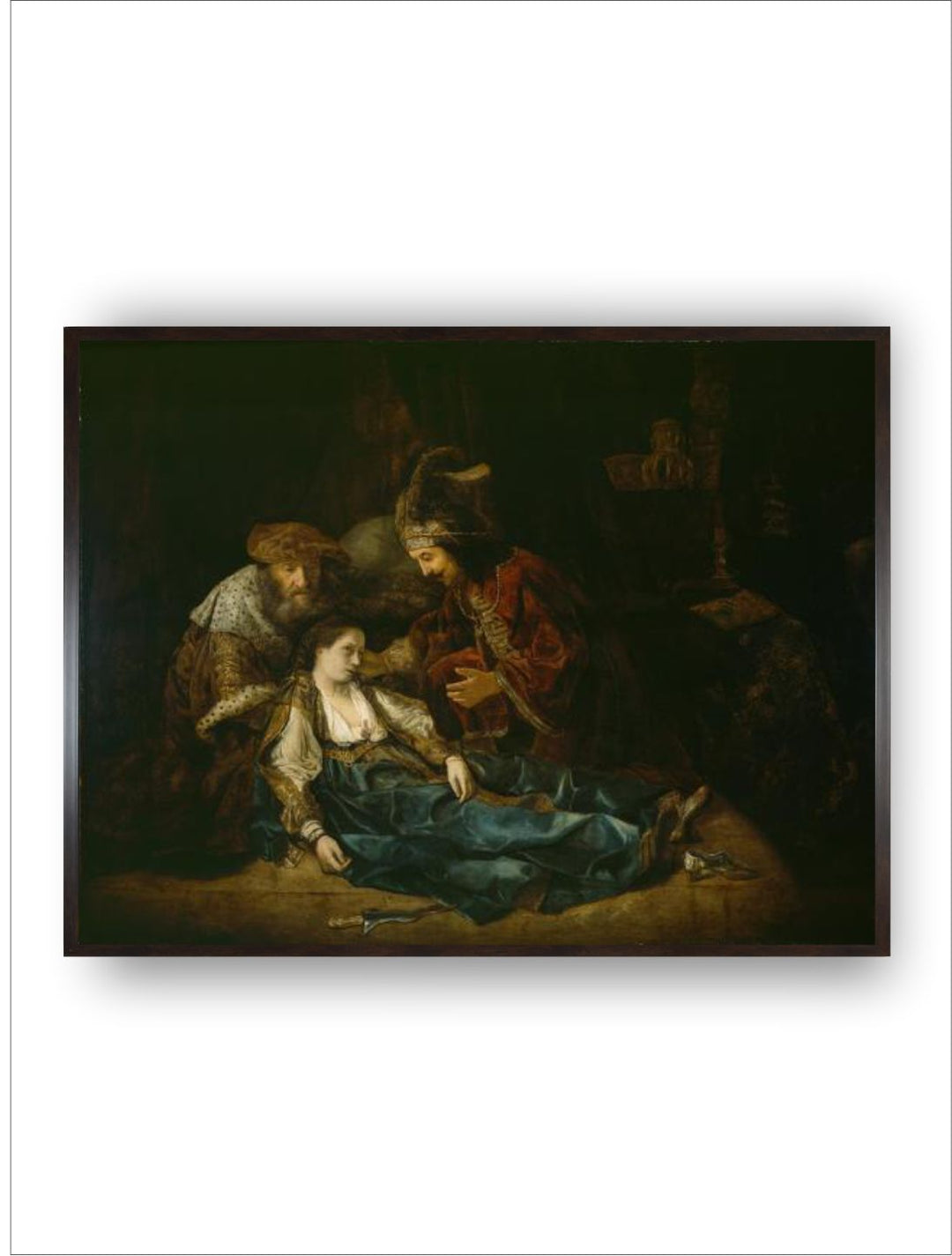 "Green  Blue The Death of Lucretia, Mid 1640S Wooden Painting Wall Art''