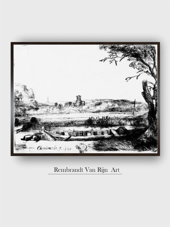 "Black  White View of a Canal Wooden Painting Wall Art''