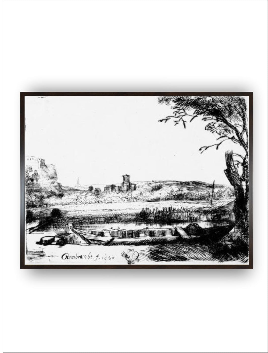 "Black  White View of a Canal Wooden Painting Wall Art''