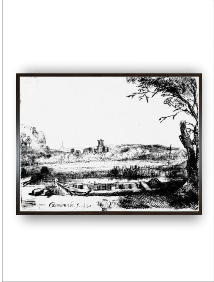 "Black  White View of a Canal Wooden Painting Wall Art''