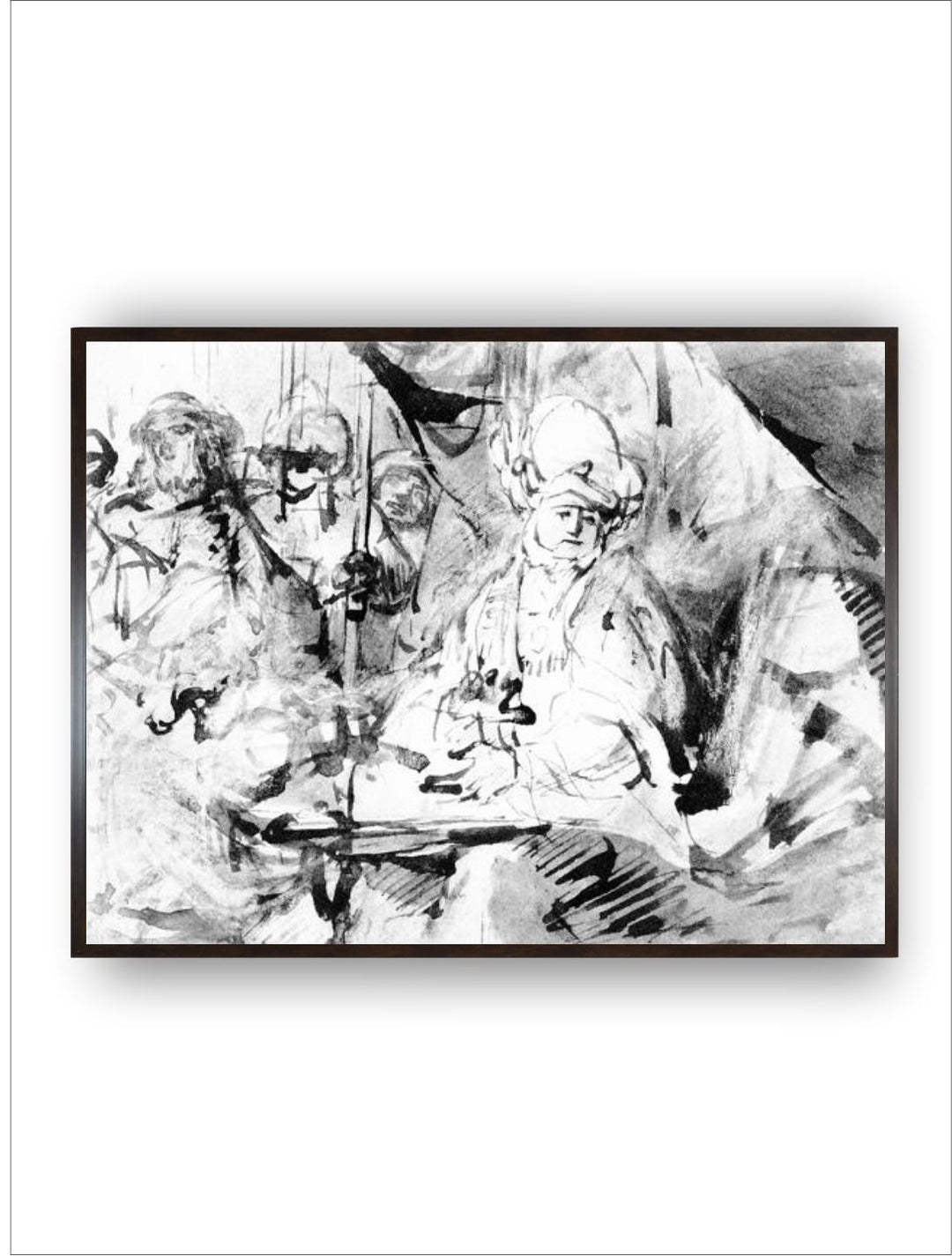 "Black  White Pilate Washing His Hands Wooden Framed Painting Wall Art''