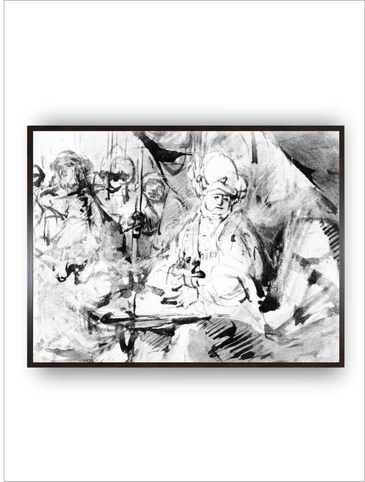 "Black  White Pilate Washing His Hands Wooden Framed Painting Wall Art''