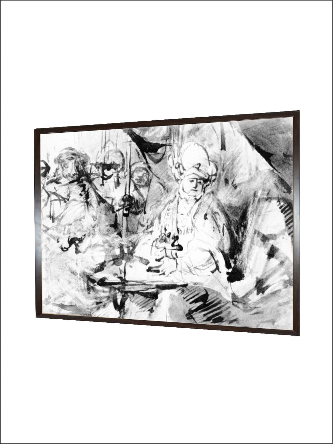 "Black  White Pilate Washing His Hands Wooden Framed Painting Wall Art''
